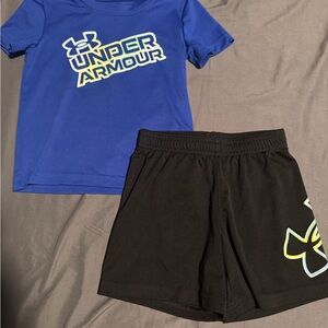 Under Armour Royal Blue Tee and Black Shorts Combo